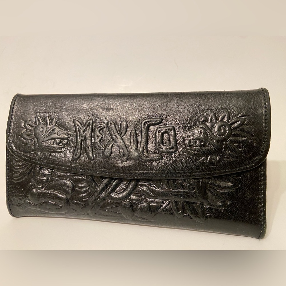 Vintage Tooled Leather  Wallet-embossed details designed and crafted in Mexico